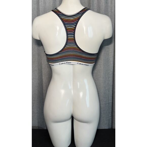 NWT Calvin Klein Rainbow Multicolor Striped Unlined Bralette, Size Small Bra - Picture 5 of 16